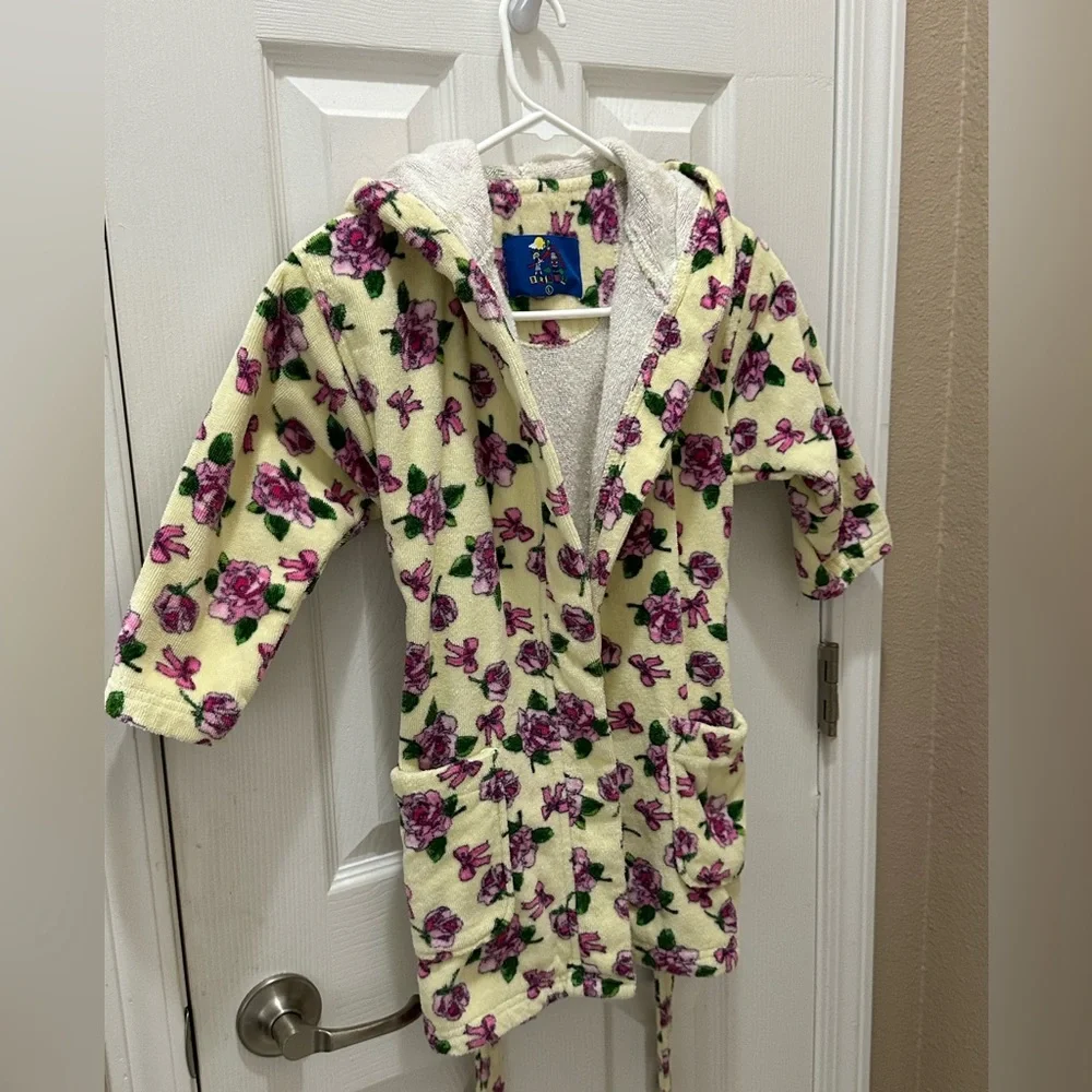 BRATZ yellow Floral Robe size Large kids youth 100% cotton